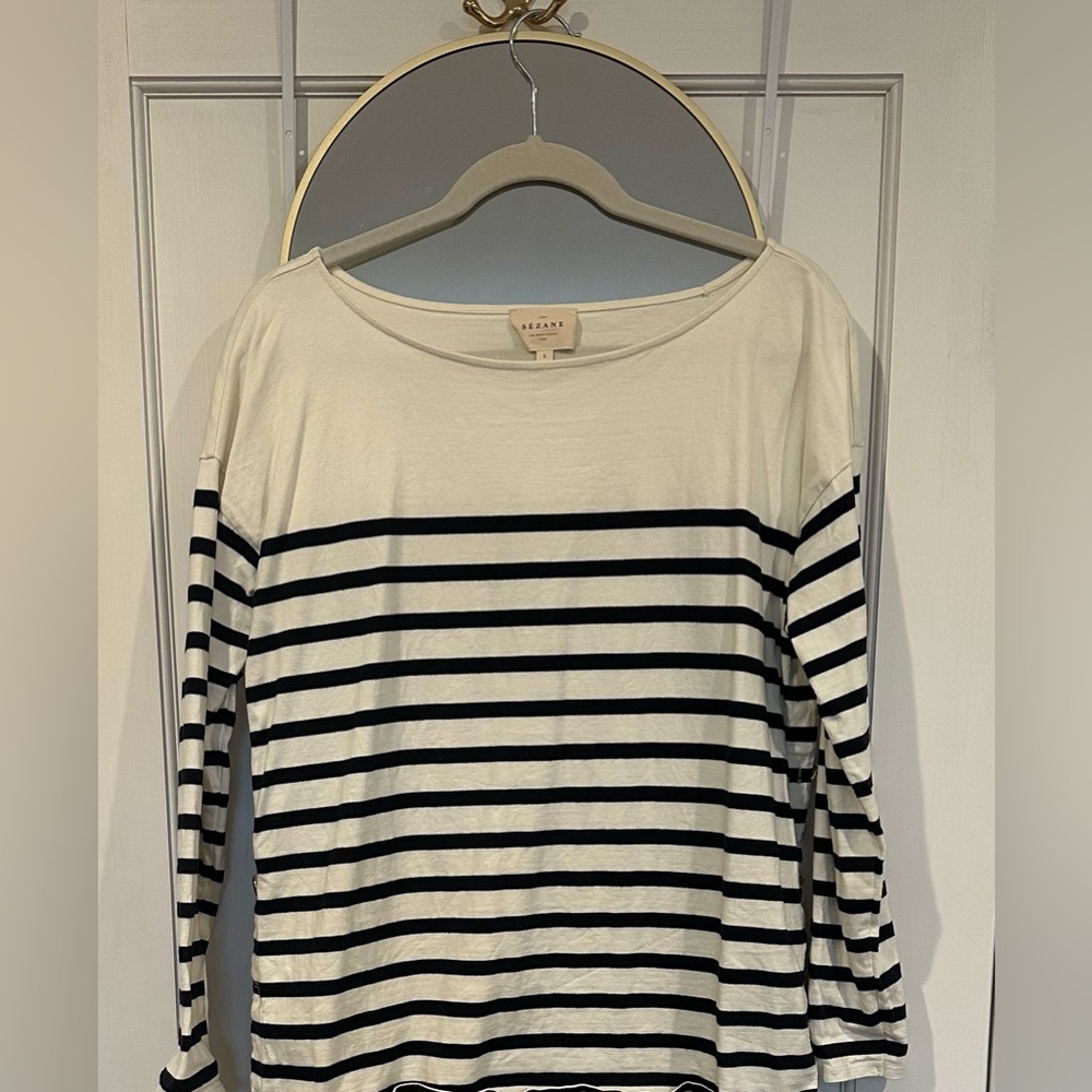 Sezane Breton Striped Long Sleeve Top